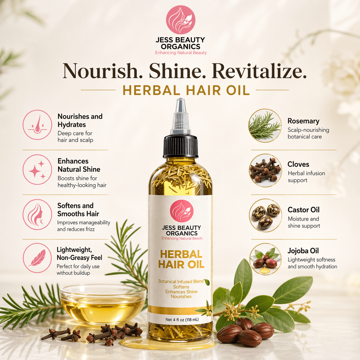 Herbal Hair Oil -  4 oz