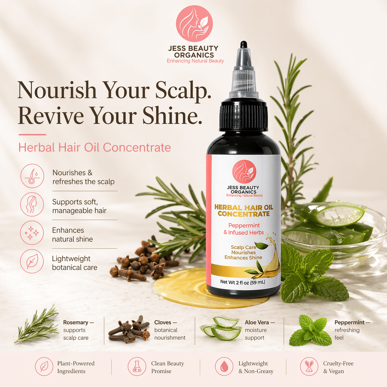 Herbal Hair Oil Concentrate – 2 oz